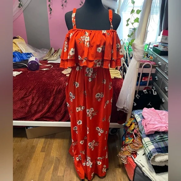 orange primark dress